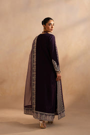 Violet Silk Embroidered Ensemble With Dupatta