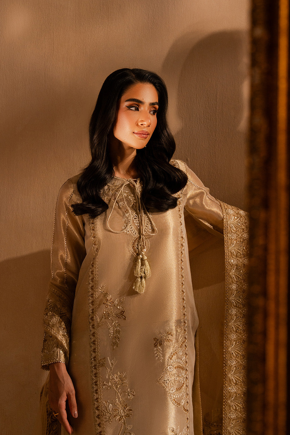 Gold Luxury Ensemble Pakistani Designer Dress