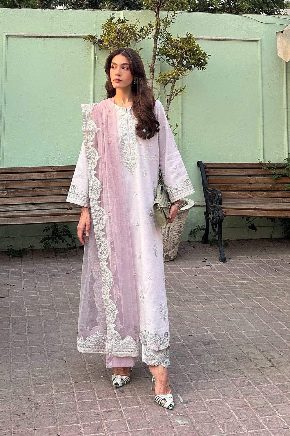 Blue Embroidered Organza Ensemble Pakistani Dress