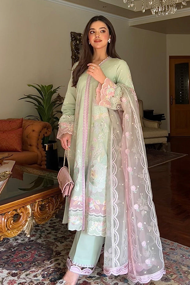Dusty Pink Embroidered Organza Ensemble With Dupatta Pakistani