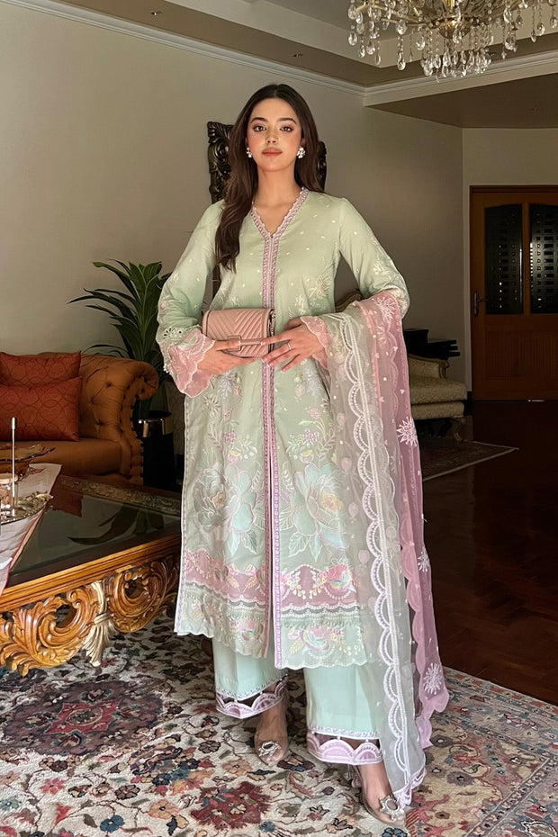 Dusty Pink Embroidered Organza Ensemble With Dupatta Pakistani