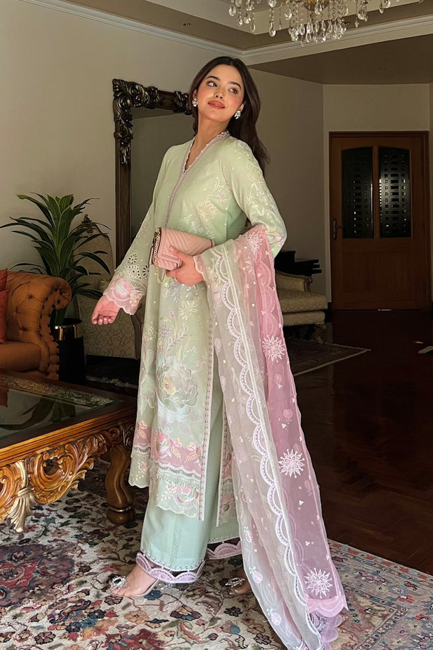 Dusty Pink Embroidered Organza Ensemble With Dupatta Pakistani