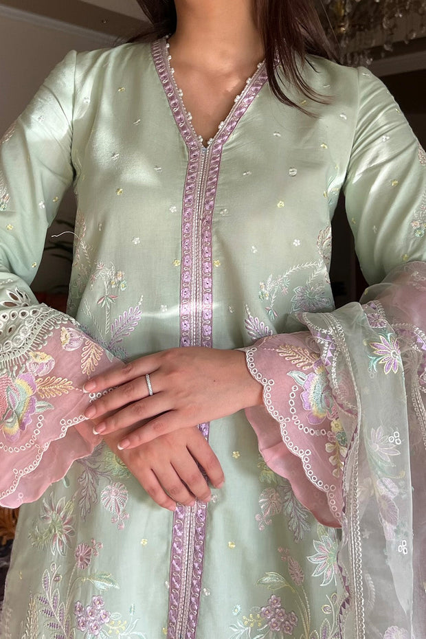 Dusty Pink Embroidered Organza Ensemble With Dupatta Pakistani