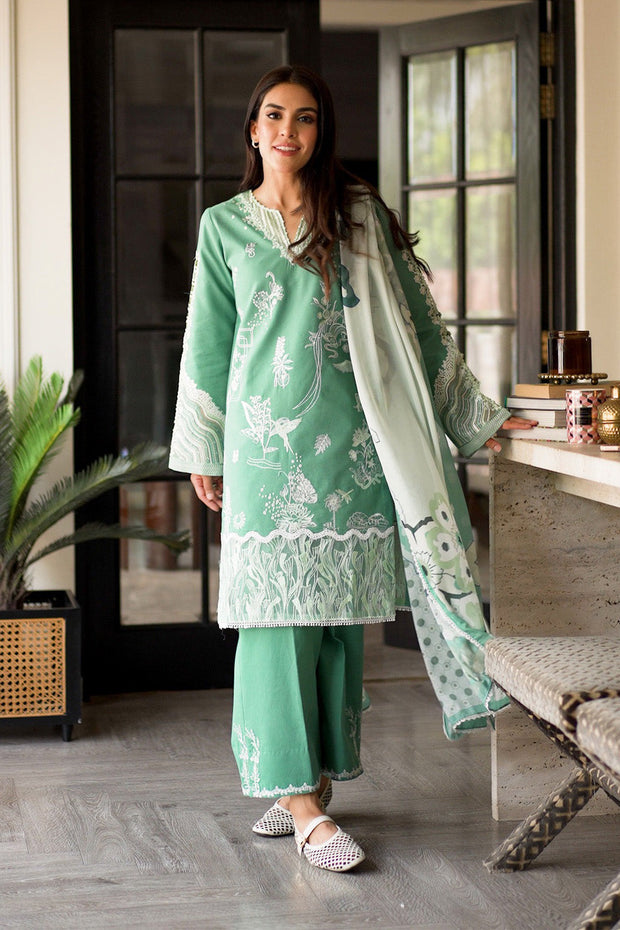 Green Embroidered Organza Ensemble With Dupatta Pakistani Dress