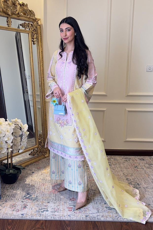 Pink Embroidered Satin Ensemble Pakistani Party Dress