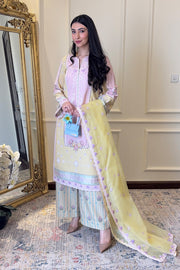 Pink Embroidered Satin Ensemble Pakistani Party Dress