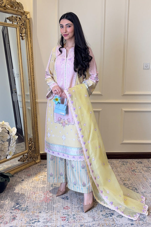 Pink Embroidered Satin Ensemble Pakistani Party Dress