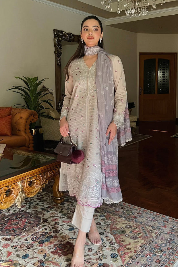 Grey Embroidered Organza Ensemble With Dupatta Pakistani