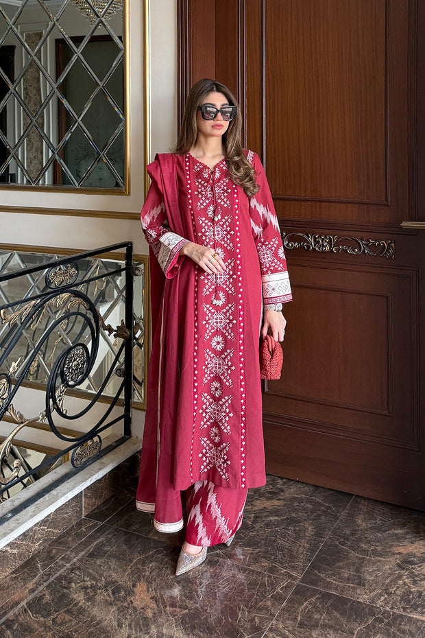 Charcoal Embroidered Satin Ensemble Pakistani Dress