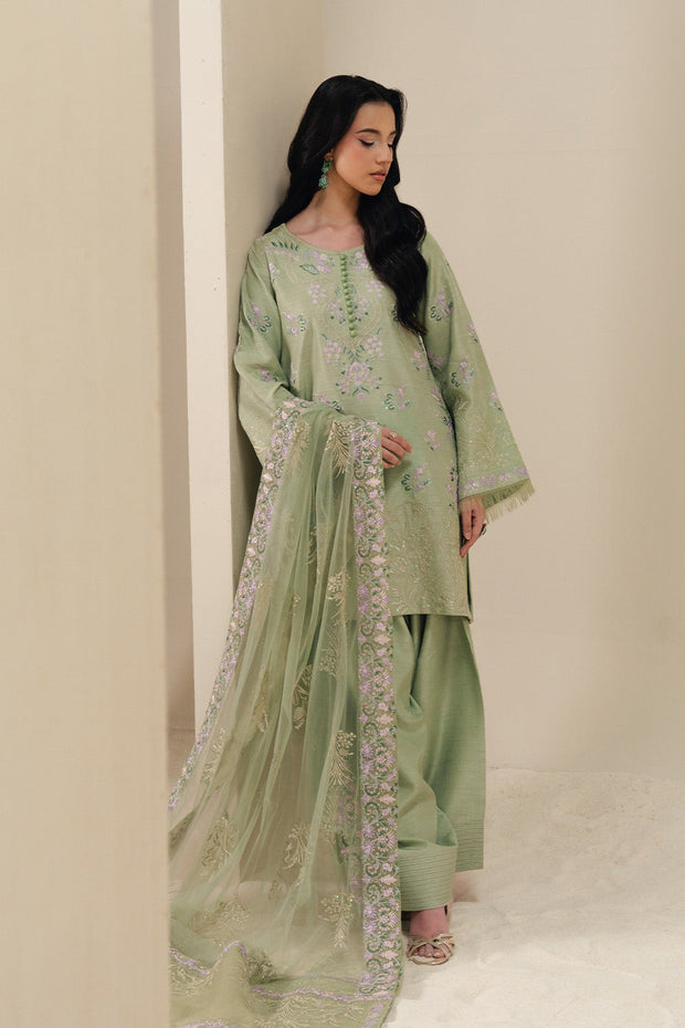 Beige Embroidered Organza Ensemble Pakistani Dress