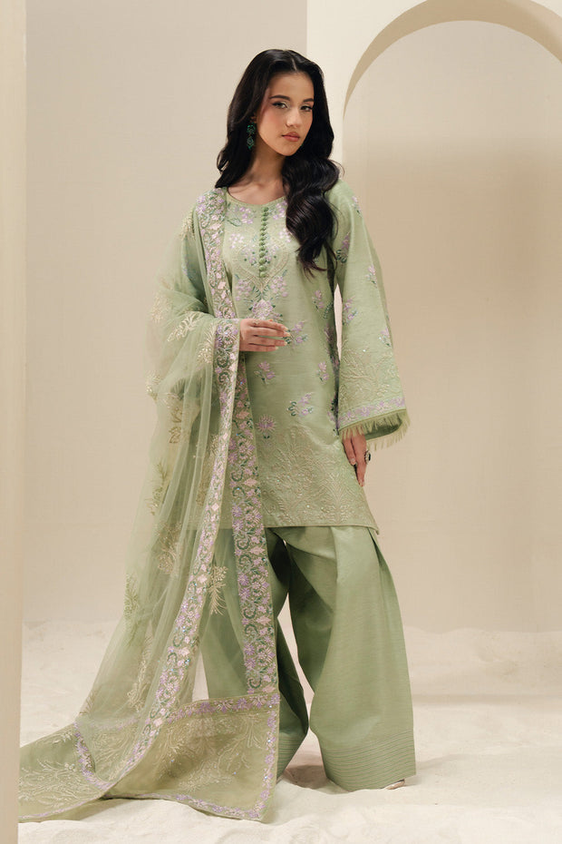 Beige Embroidered Organza Ensemble Pakistani Dress