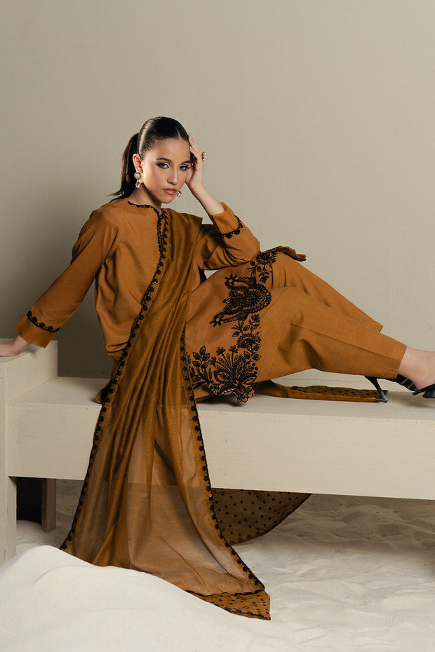 Dusty Pink Embroidered Organza Ensemble Pakistani Designer Dress