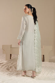 Grey Embroidered Organza Ensemble With Dupatta Pakistani Party