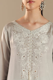 Grey Embroidered Organza Ensemble With Dupatta Pakistani Party