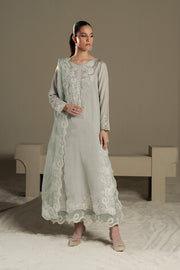 Grey Embroidered Organza Ensemble With Dupatta Pakistani Party