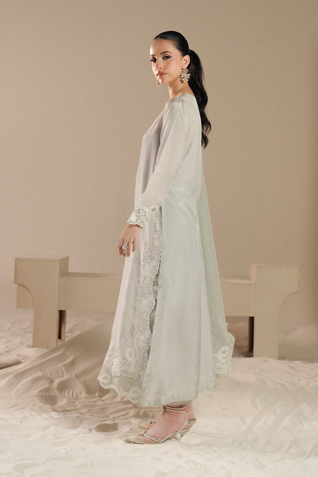 Grey Embroidered Organza Ensemble With Dupatta Pakistani Party