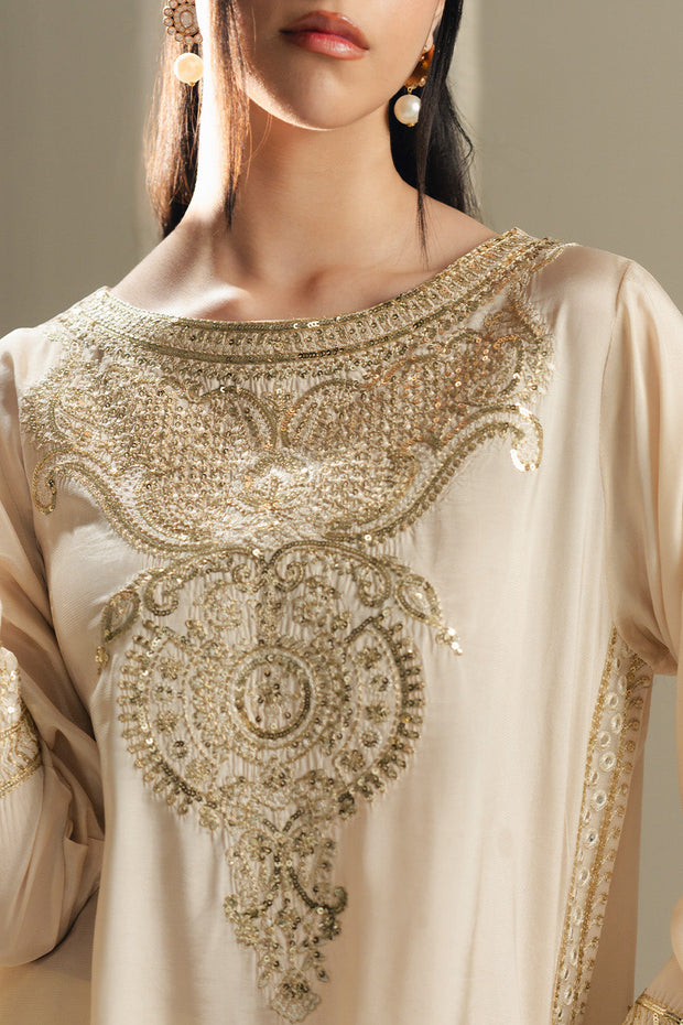 Grey Embroidered Silk Ensemble Pakistani Designer Dress