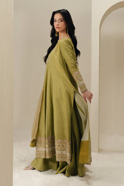 Green Embroidered Silk Ensemble Pakistani Dress