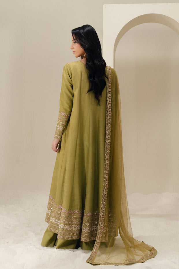 Green Embroidered Silk Ensemble Pakistani Dress