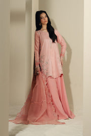 Dusty Pink Embroidered Organza Ensemble Pakistani Party Dress
