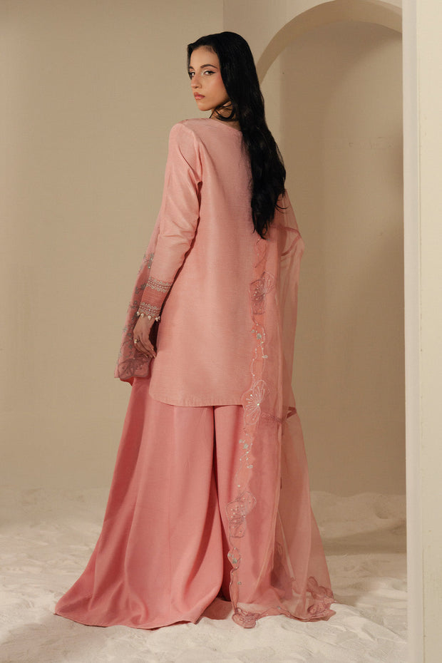 Dusty Pink Embroidered Organza Ensemble Pakistani Party Dress
