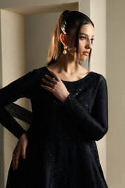 Black Embroidered Silk Ensemble Pakistani Dress
