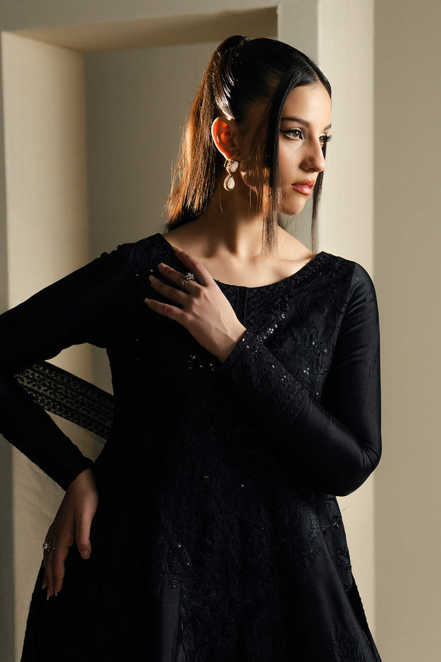 Black Embroidered Silk Ensemble Pakistani Dress