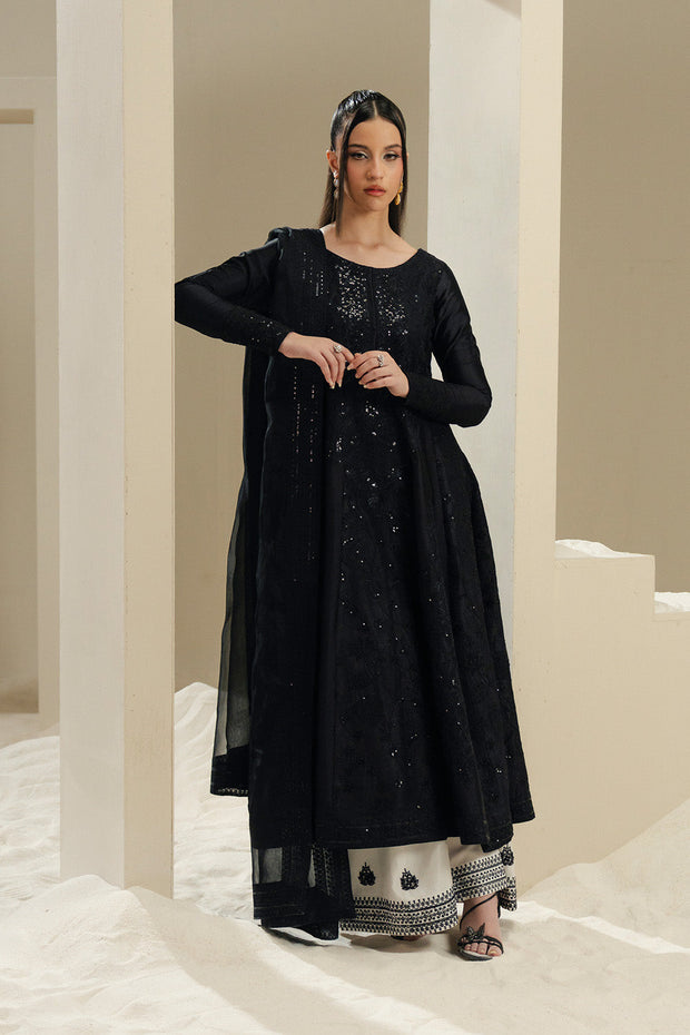 Black Embroidered Silk Ensemble Pakistani Dress