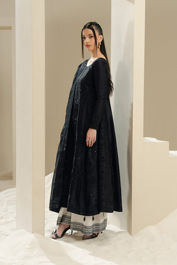 Black Embroidered Silk Ensemble Pakistani Dress