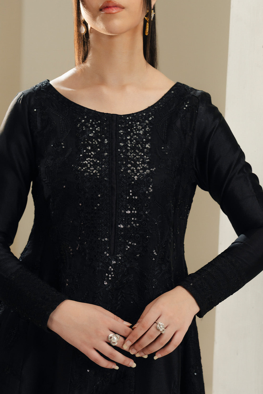 Black Embroidered Silk Ensemble Pakistani Dress