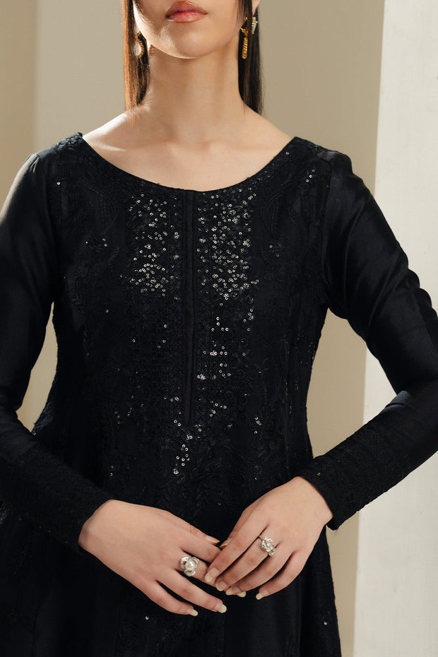 Black Embroidered Silk Ensemble Pakistani Dress
