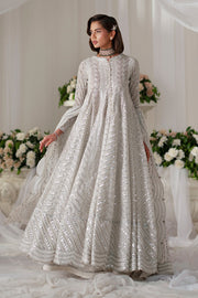 White Embroidered Organza Gown Pakistani Designer Dress