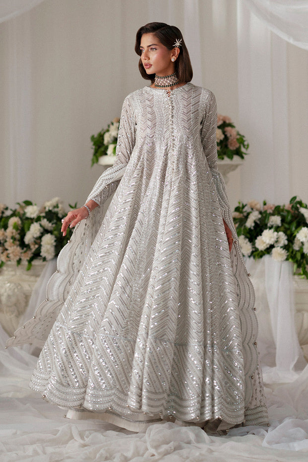 White Embroidered Organza Gown Pakistani Designer Dress