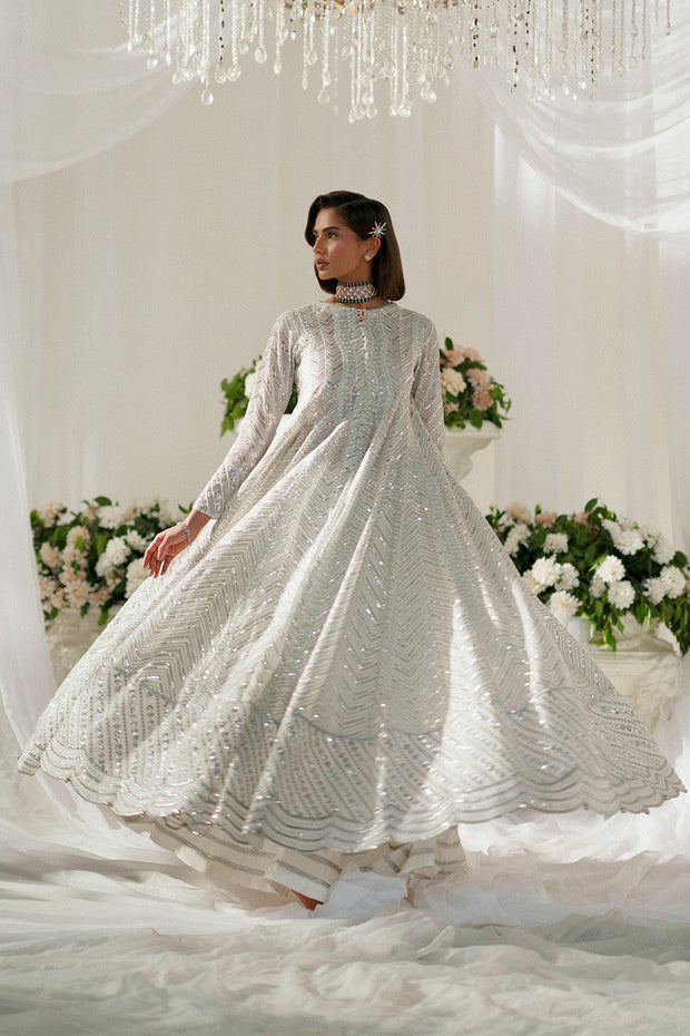 White Embroidered Organza Gown Pakistani Designer Dress
