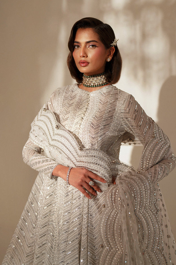 White Embroidered Organza Gown Pakistani Designer Dress