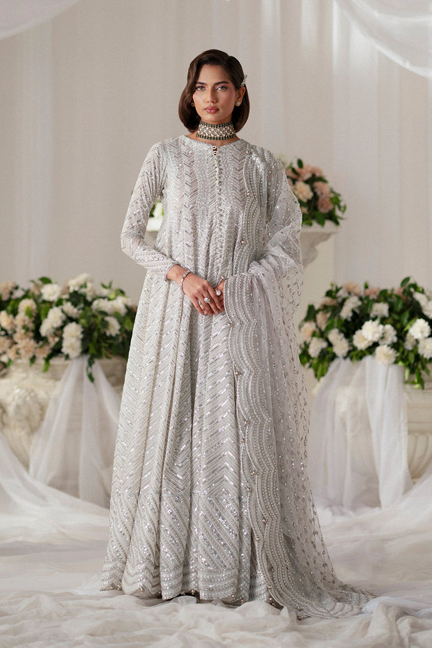 White Embroidered Organza Gown Pakistani Designer Dress
