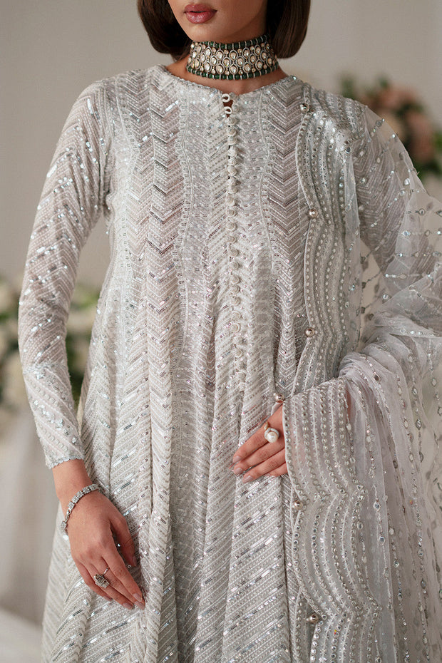 White Embroidered Organza Gown Pakistani Designer Dress