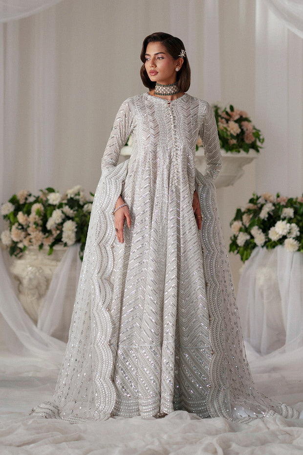 White Embroidered Organza Gown Pakistani Designer Dress