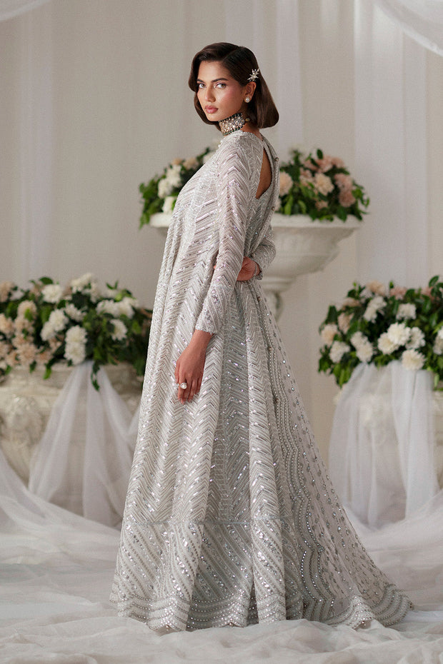 White Embroidered Organza Gown Pakistani Designer Dress