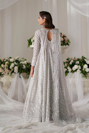 White Embroidered Organza Gown Pakistani Designer Dress