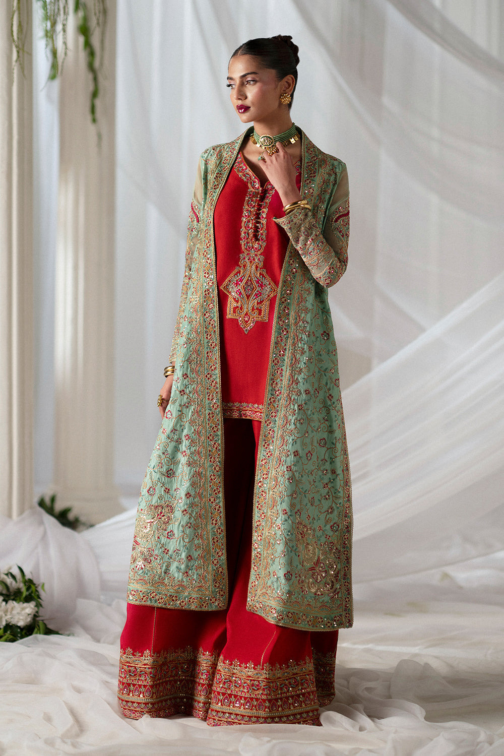 Dusty Pink Embroidered Silk Gown Pakistani Dress