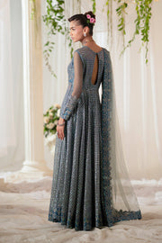 Blue Embroidered Gown Pakistani Party Dress