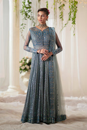 Blue Embroidered Gown Pakistani Party Dress