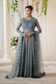 Blue Embroidered Gown Pakistani Party Dress