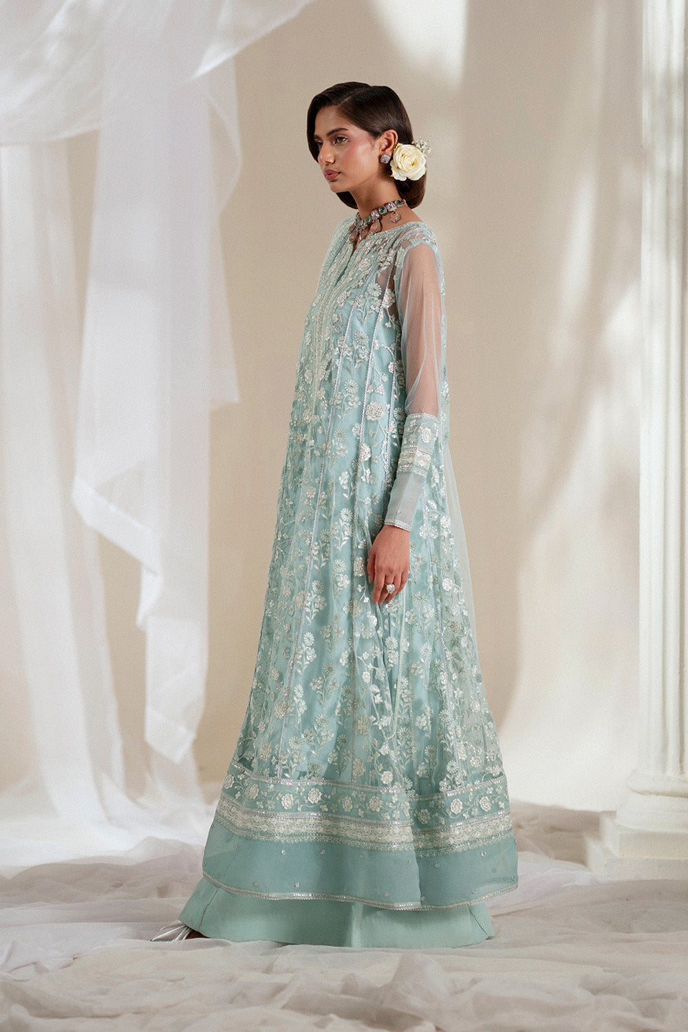 Silver Embroidered Ensemble Pakistani Dress
