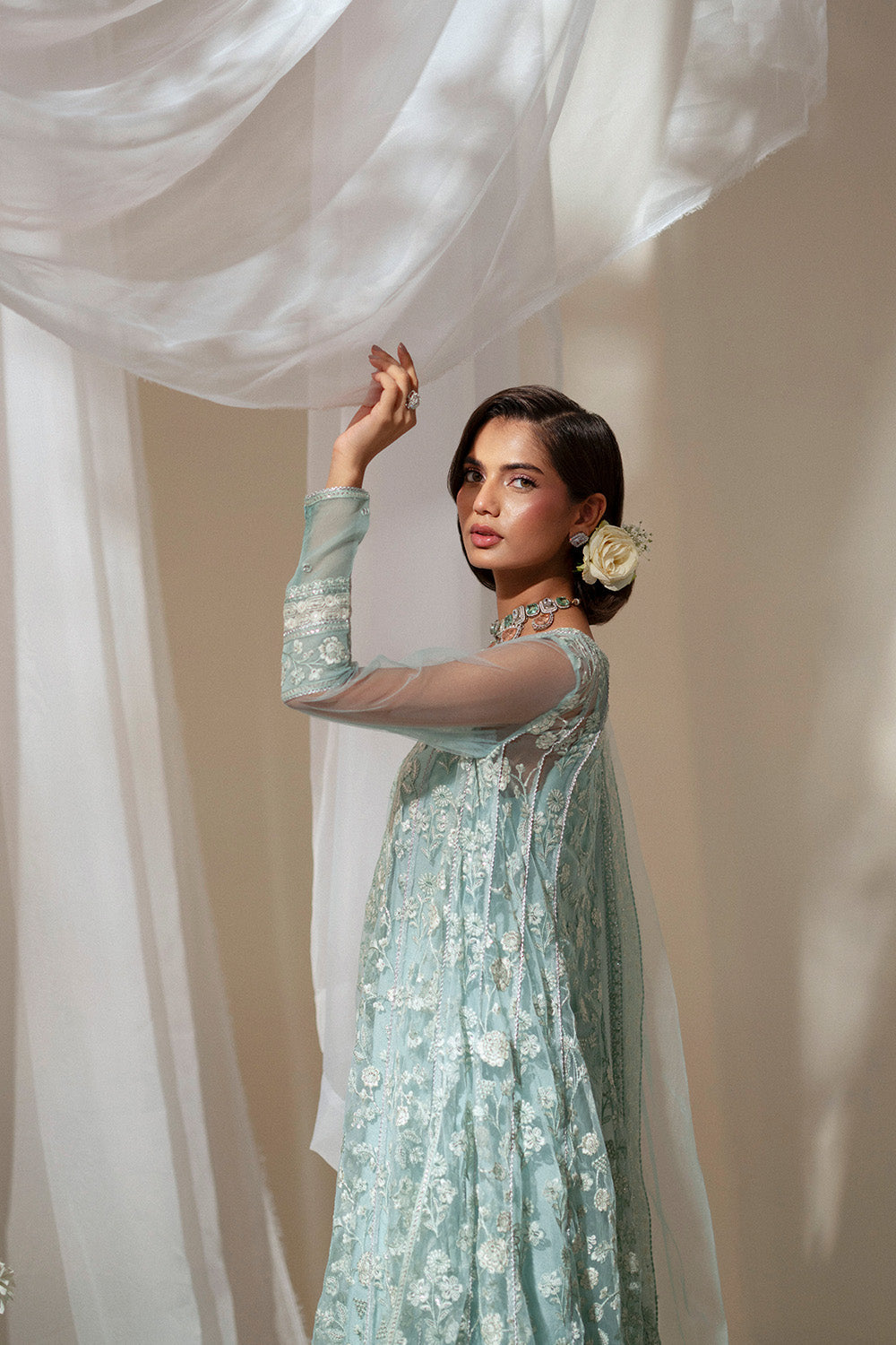 Silver Embroidered Ensemble Pakistani Dress