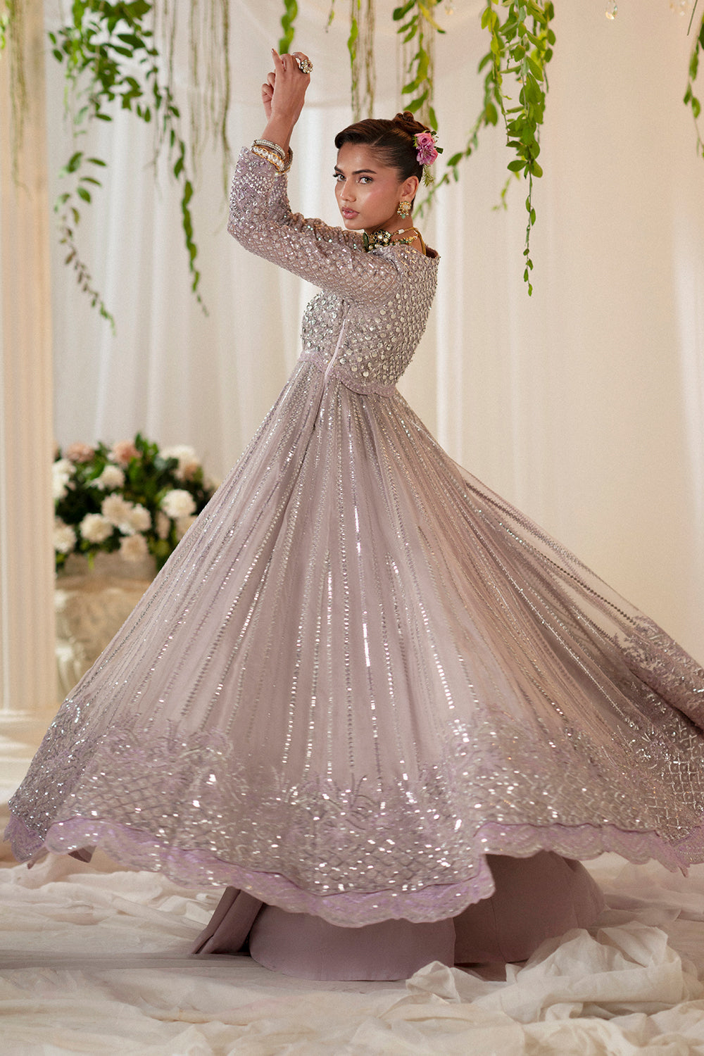Beige Embroidered Gown Pakistani Party Dress