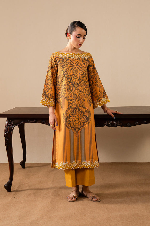 Mustard Embroidered Lawn Ensemble Pakistani Dress