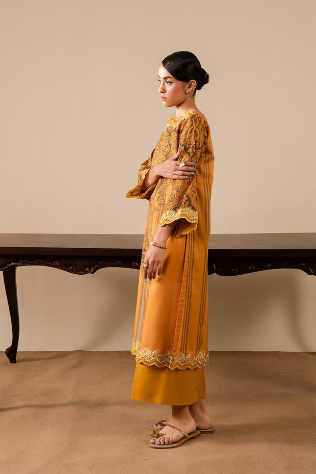 Mustard Embroidered Lawn Ensemble Pakistani Dress