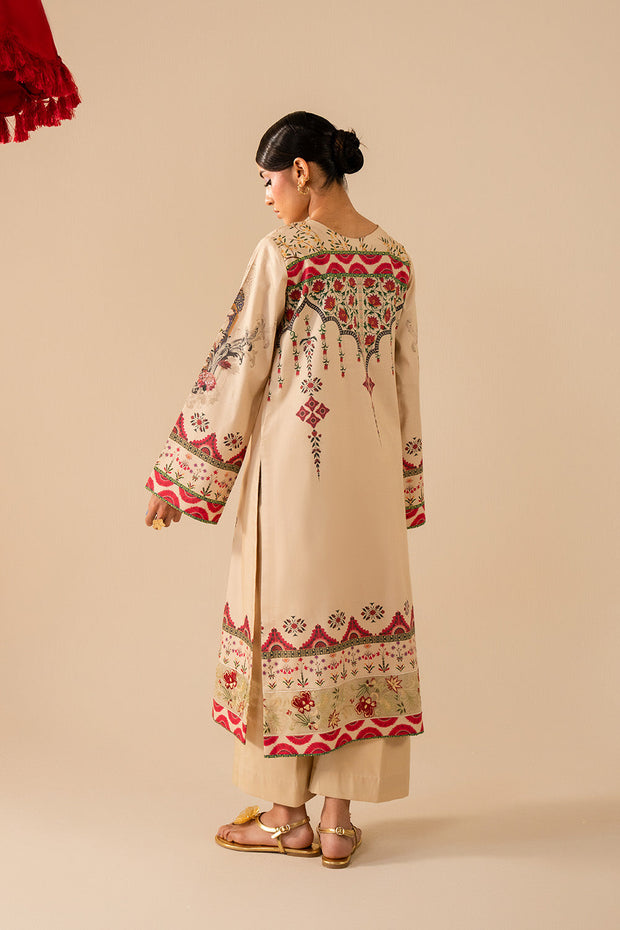 Cream Lawn Embroidered Shirt And Trouser Pakistani Party Dress